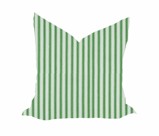 Emerald Ticking Stripe Pillow Cover